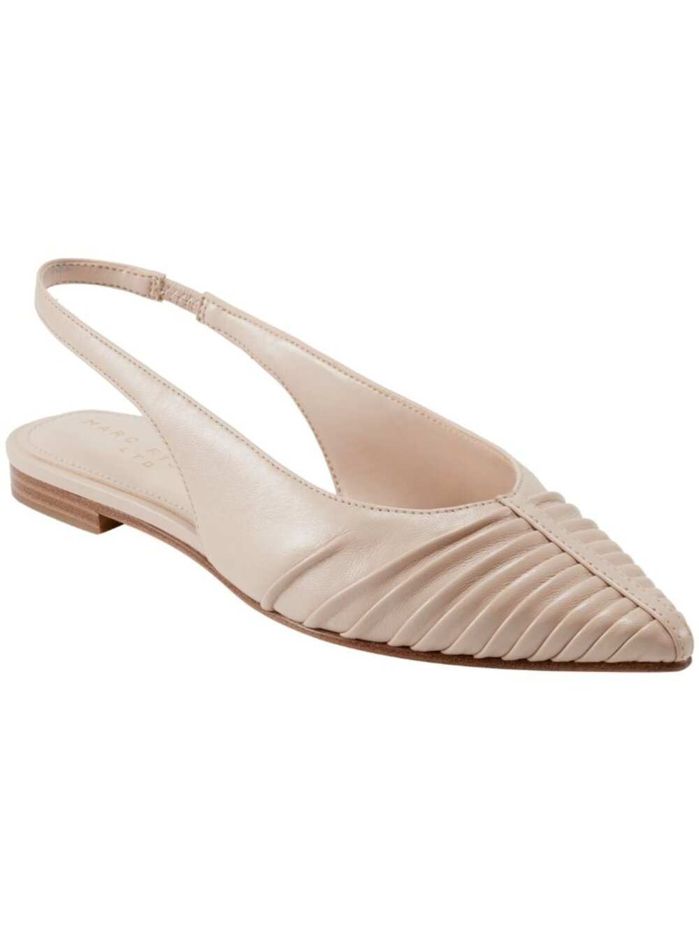 130$ Marc Fisher Dalatee Ruched Slingback Flats Size 9.5M US Natural Cream